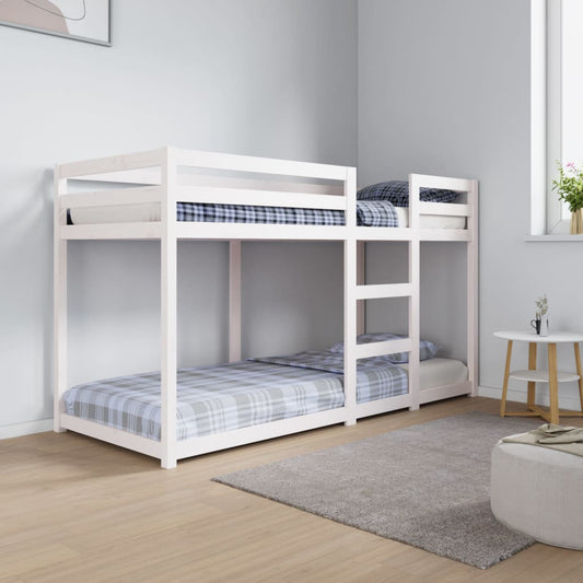 Lit superposé sans matelas blanc 75x190 cm bois de pin massif