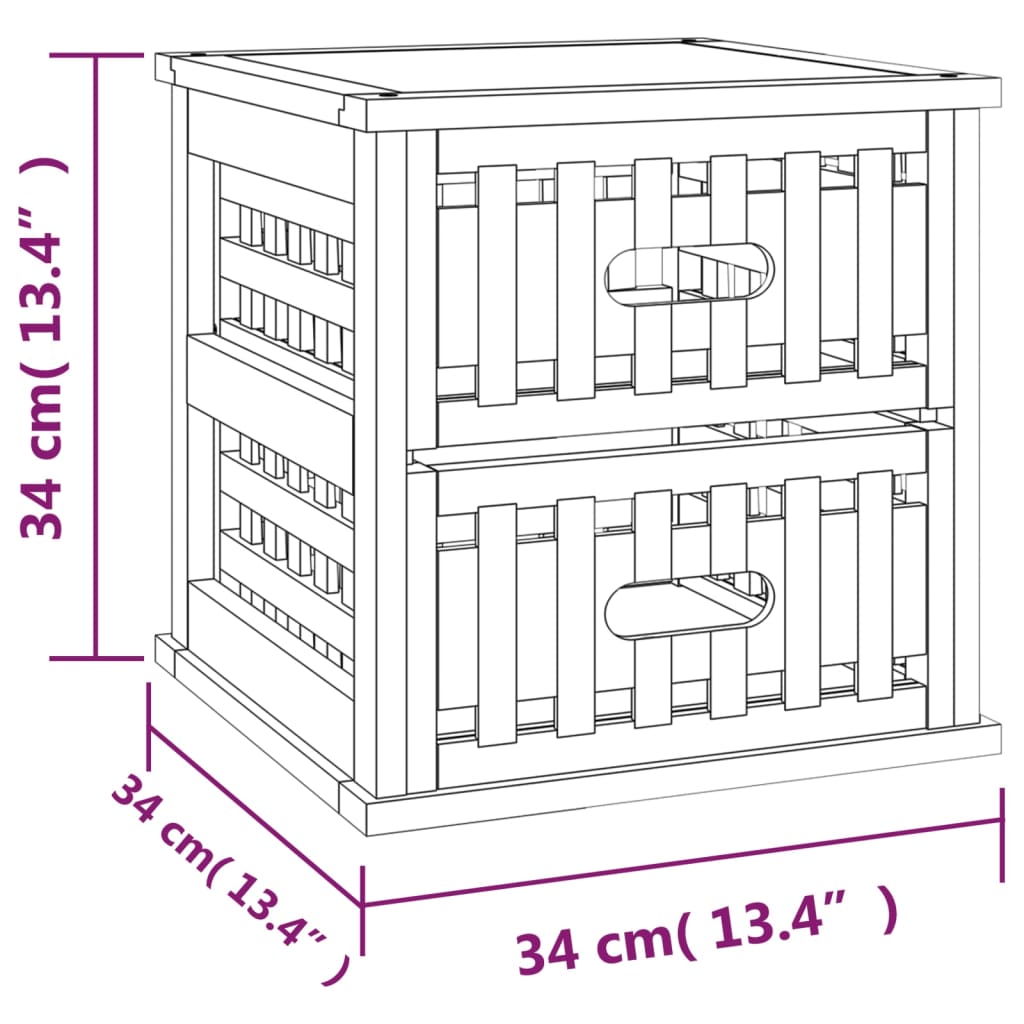 Table de chevet 34x34x34 cm Bois massif de noyer