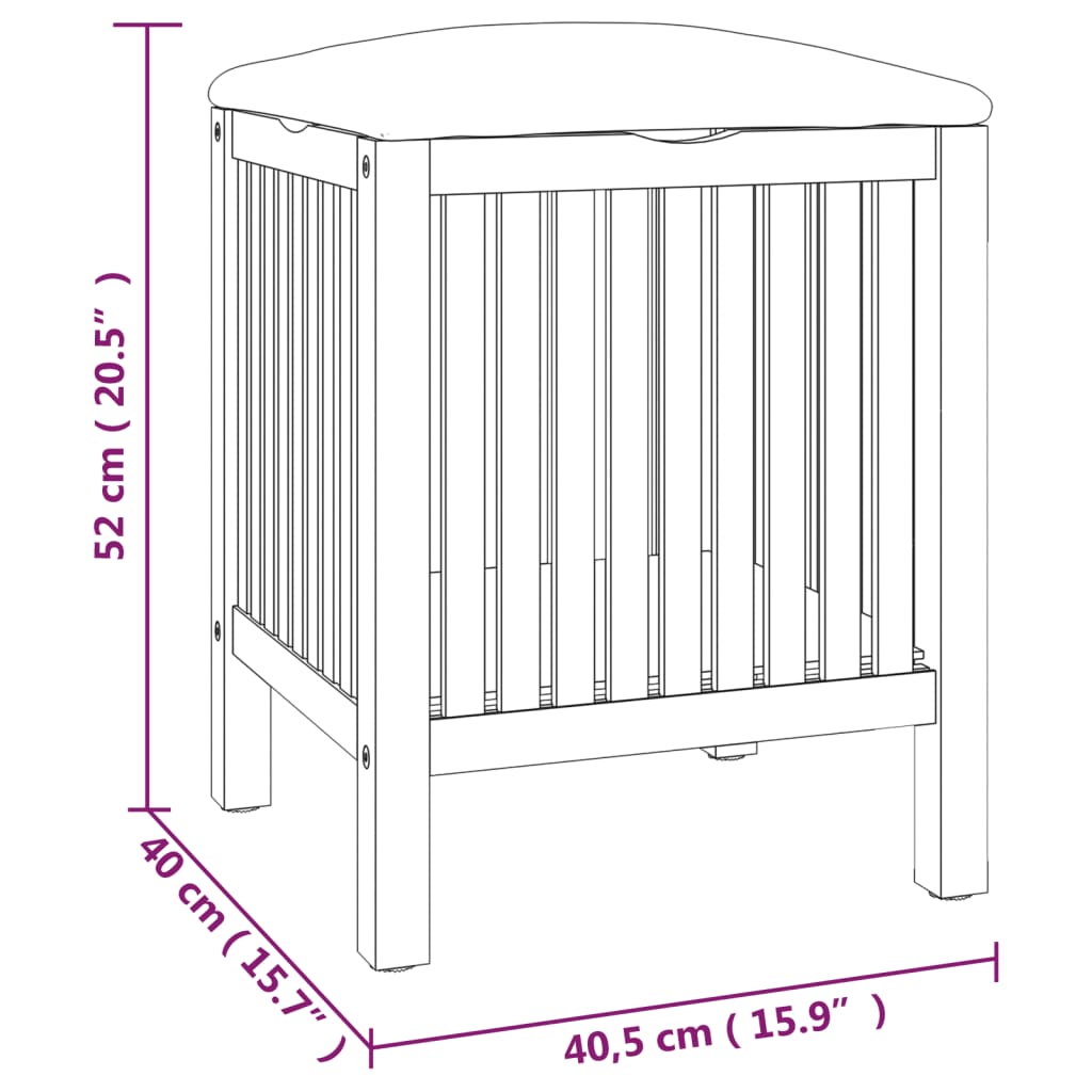 Tabouret de salle de bain 40,5x40x52 cm Bois massif de noyer