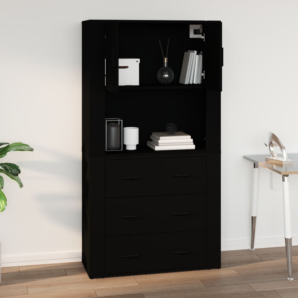 Armoire murale Noir 80x33x80 cm Bois d'ingénierie