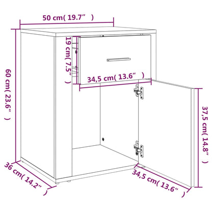 Table de chevet Chêne fumé 50x36x60 cm Bois d'ingénierie