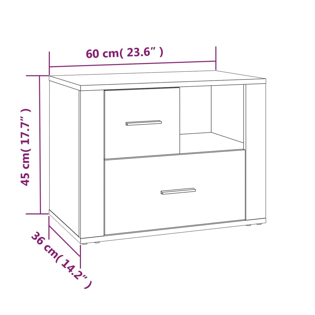 Table de chevet Chêne fumé 60x36x45 cm Bois d'ingénierie