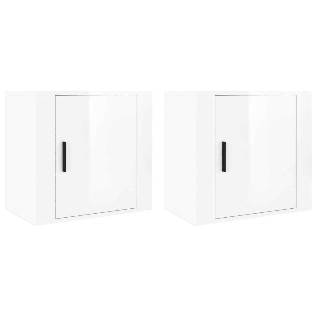 Tables de chevet murales 2 pcs Blanc brillant 50x30x47 cm