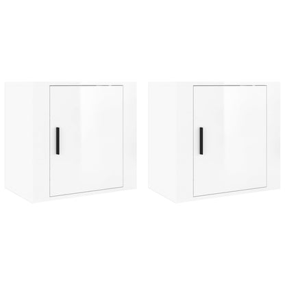 Tables de chevet murales 2 pcs Blanc brillant 50x30x47 cm