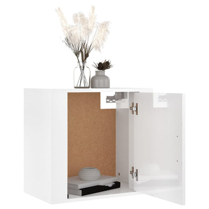 Tables de chevet murales 2 pcs Blanc brillant 50x30x47 cm