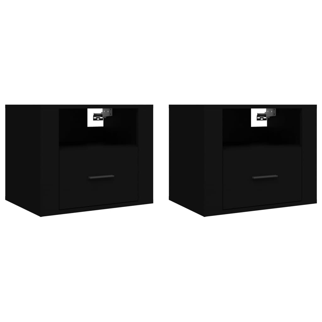 Tables de chevet murales 2 pcs Noir 50x36x40 cm