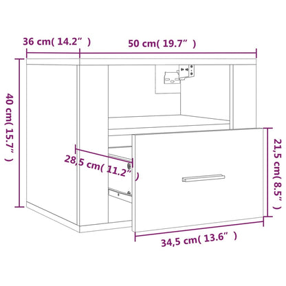 Tables de chevet murales 2 pcs Noir 50x36x40 cm