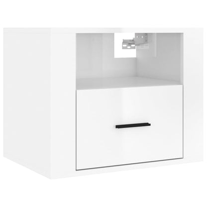 Tables de chevet murales 2 pcs Blanc brillant 50x36x40 cm