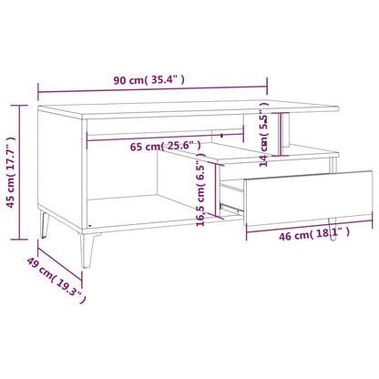 Table basse Blanc 90x49x45 cm Bois d'ingénierie