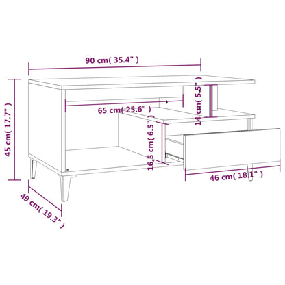 Table basse Chêne fumé 90x49x45 cm Bois d'ingénierie