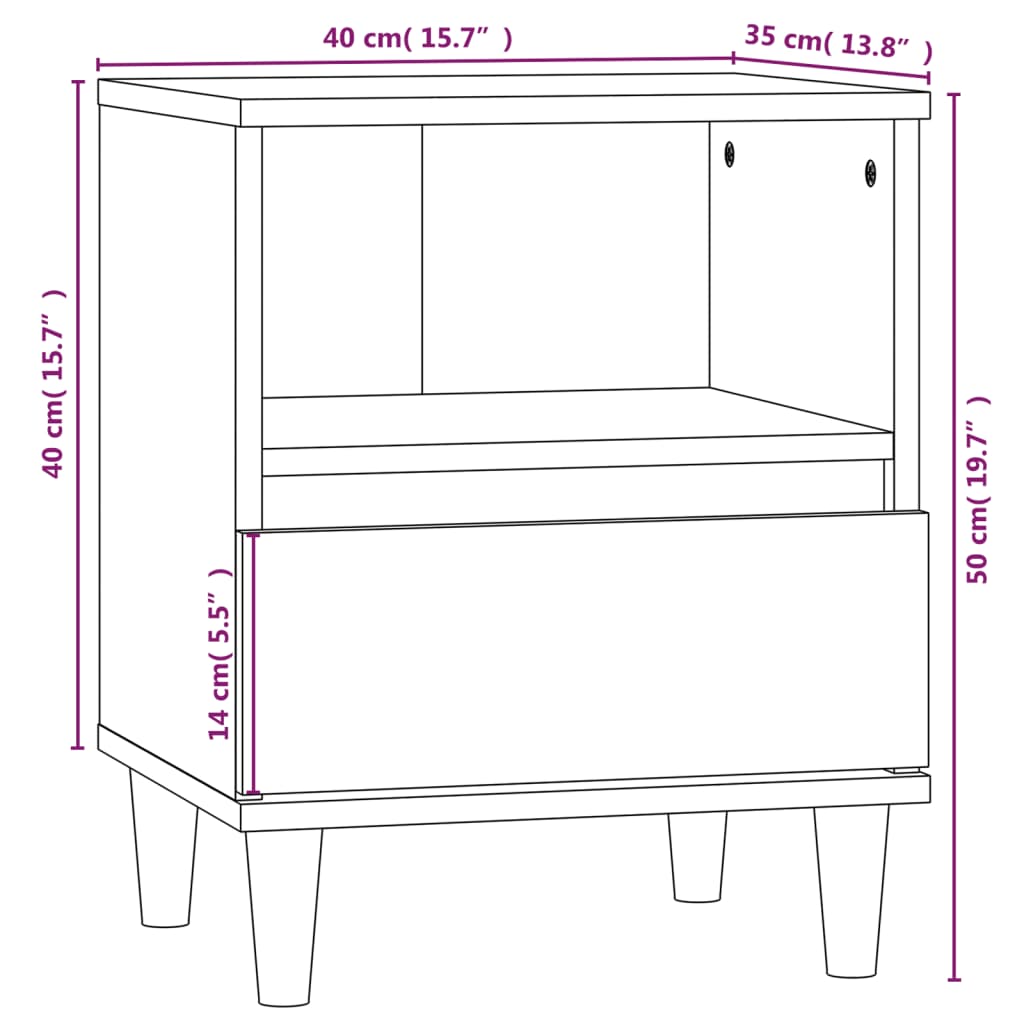 Table de chevet Gris béton 40x35x50 cm