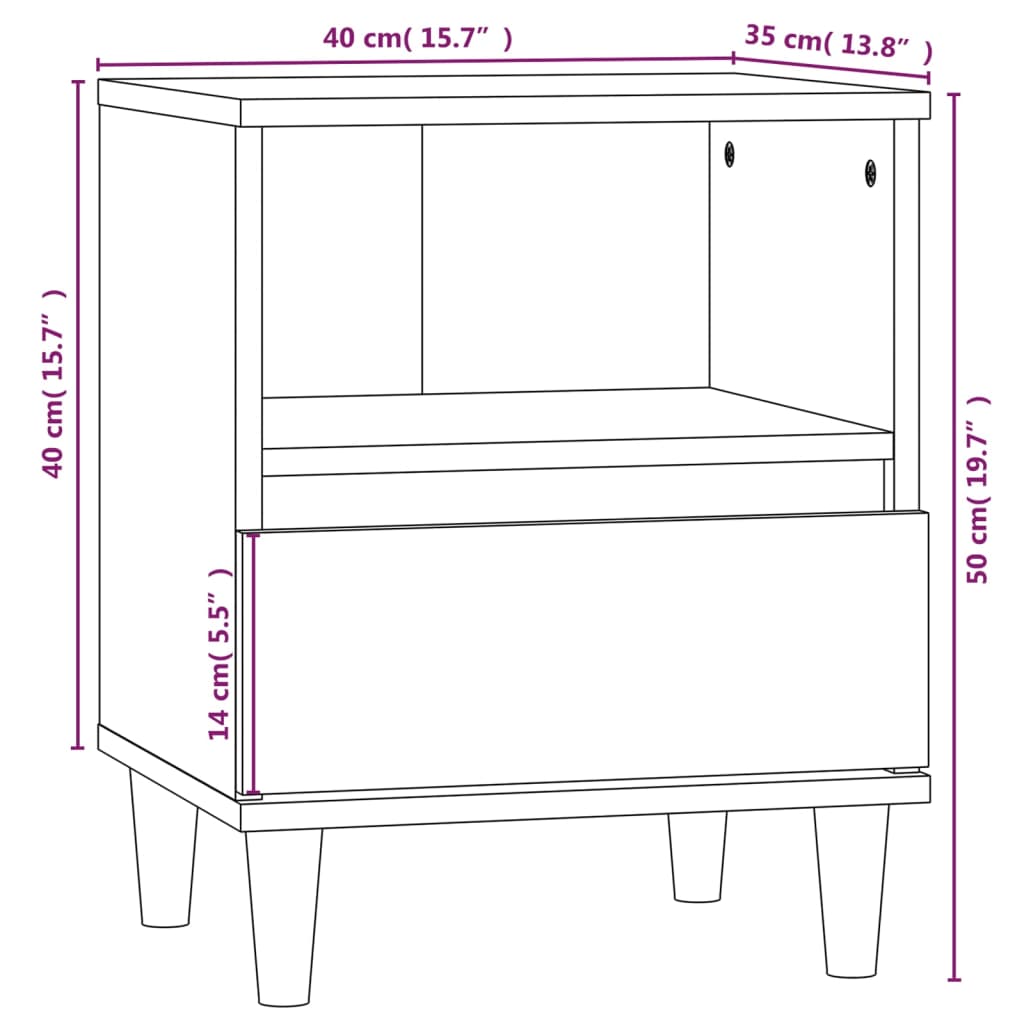 Table de chevet Sonoma gris 40x35x50 cm