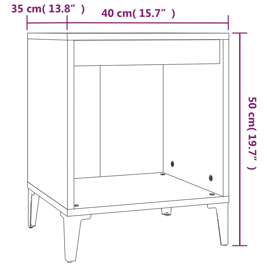 Table de chevet Blanc 40x35x50 cm