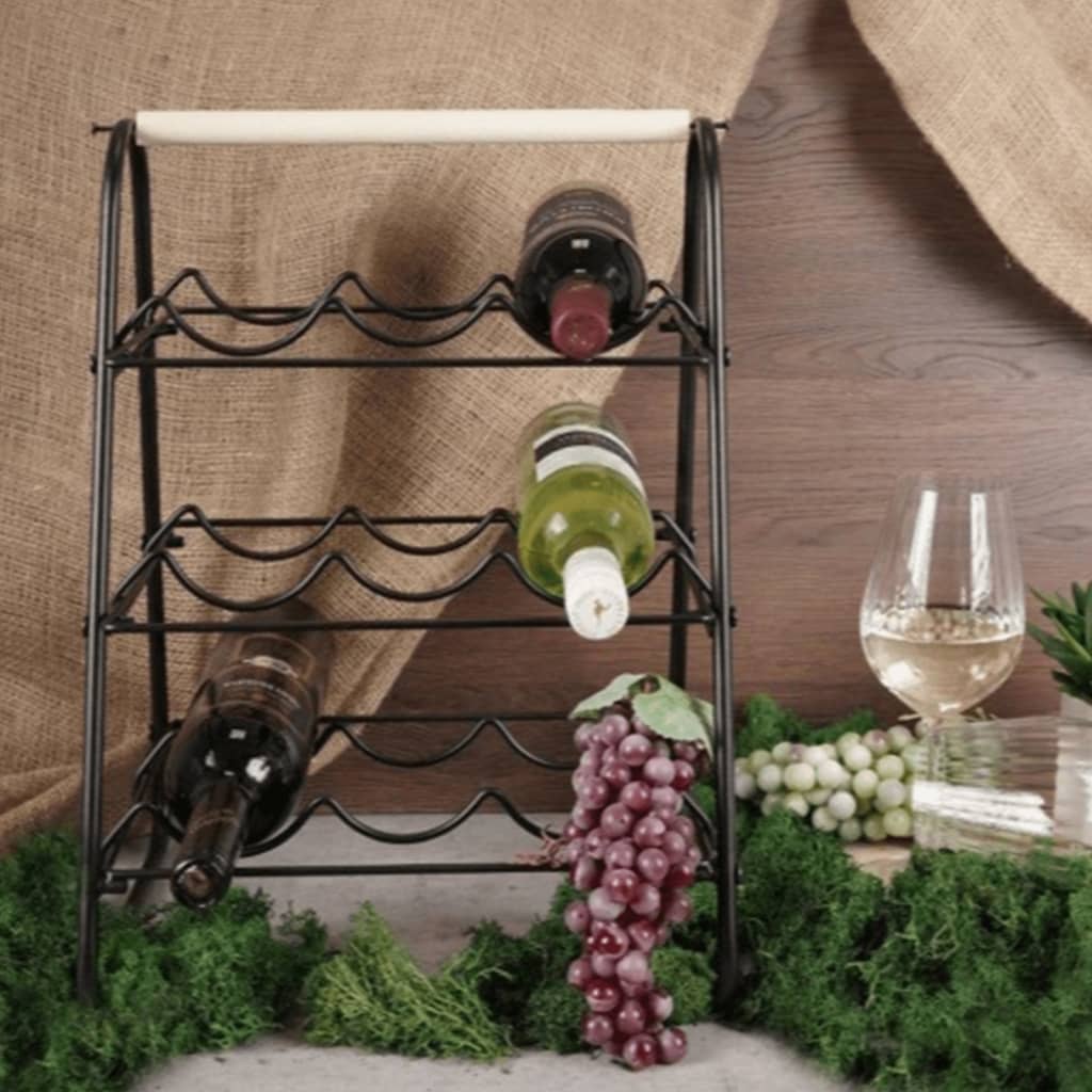 Home&Styling Casier à vin pour 9 bouteilles métal noir et naturel