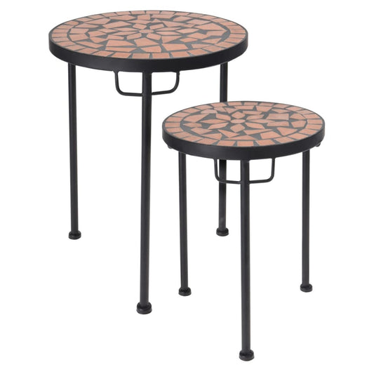 ProGarden Ensemble de tables d'appoint 2 pcs avec dessus en mosaïque