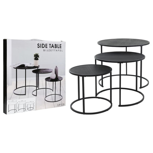 H&S Collection Ensemble de tables d'appoint 3 pcs noir