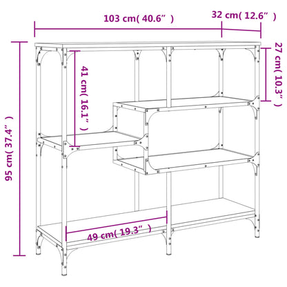 Table console chêne fumé 103x32x95 cm bois d'ingénierie