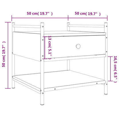 Table basse chêne fumé 50x50x50 cm bois d'ingénierie