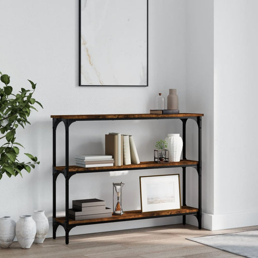 Table console chêne fumé 100x22,5x75 cm bois d'ingénierie