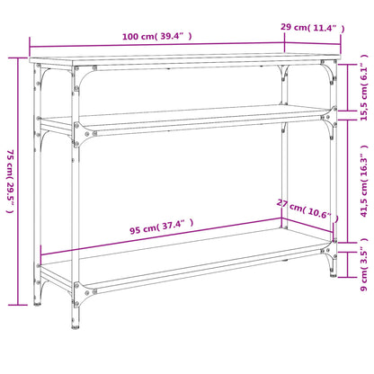 Table console noir 100x29x75 cm bois d'ingénierie