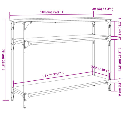 Table console chêne fumé 100x29x75 cm bois d'ingénierie