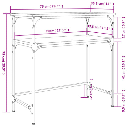 Table console noir 75x35,5x75 cm bois d'ingénierie