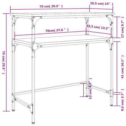 Table console chêne fumé 75x35,5x75 cm bois d'ingénierie