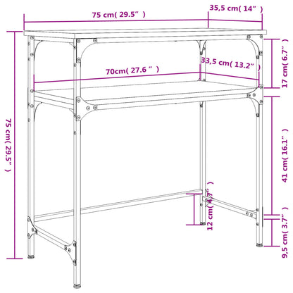 Table console chêne marron 75x35,5x75 cm bois d'ingénierie