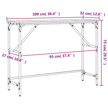 Table console sonoma gris 100x32x75 cm bois d'ingénierie