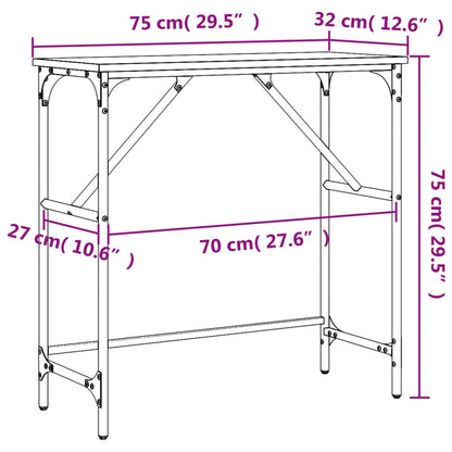 Table console chêne fumé 75x32x75 cm bois d'ingénierie