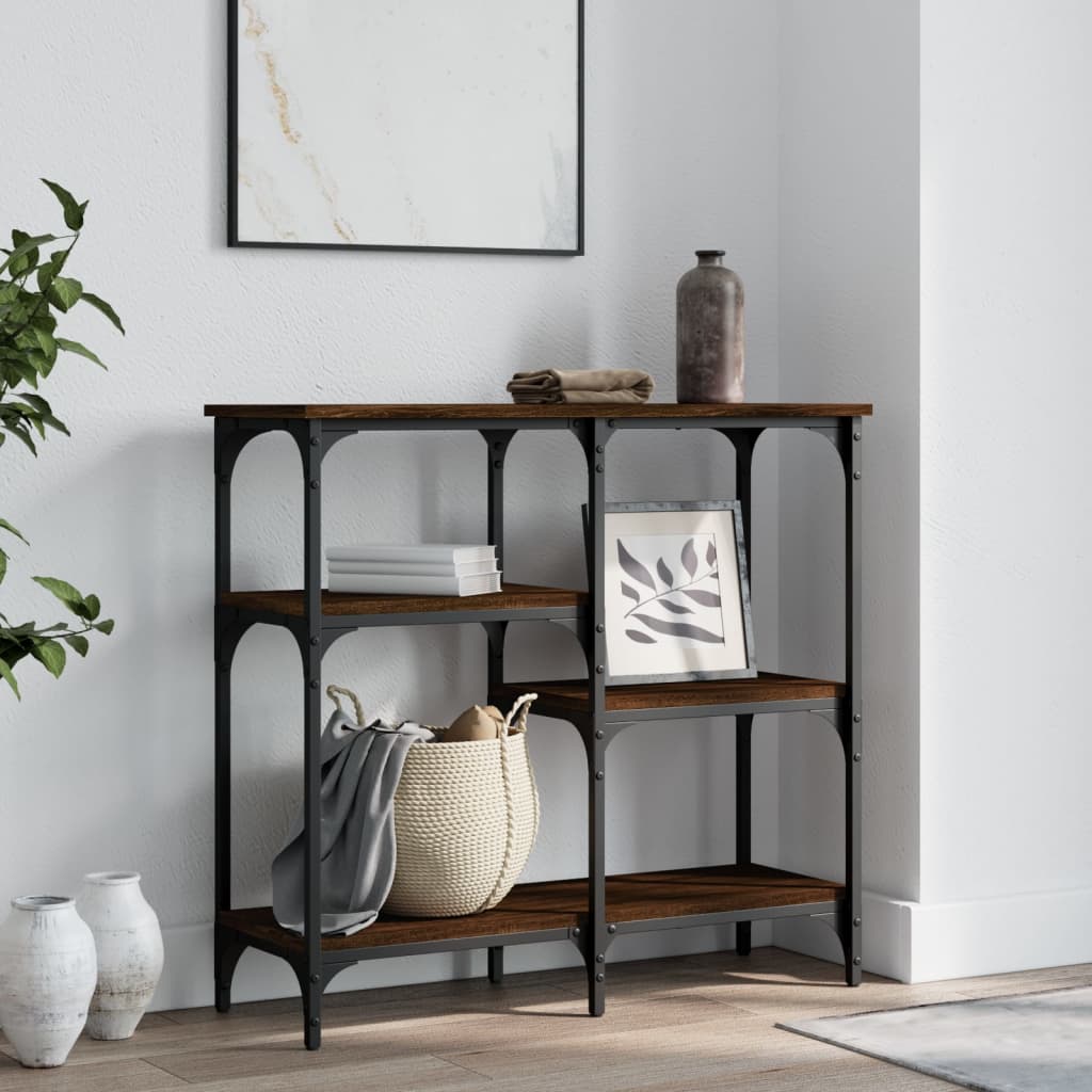 Table console chêne marron 80x29x75 cm Bois d'ingénierie