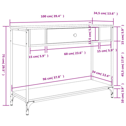 Table console chêne sonoma 100x34,5x75 cm bois d'ingénierie