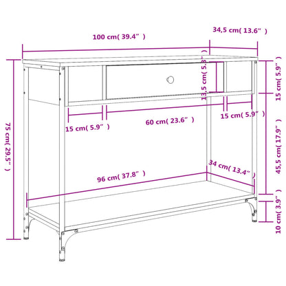 Table console sonoma gris 100x34,5x75 cm bois d'ingénierie