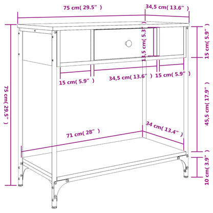 Table console noir 75x34,5x75 cm bois d'ingénierie