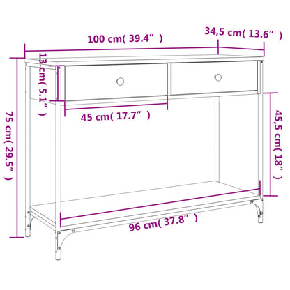 Table console noir 100x34,5x75 cm bois d'ingénierie