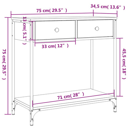 Table console noir 75x34,5x75 cm bois d'ingénierie