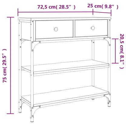 Table console noir 72,5x25x75 cm bois d'ingénierie