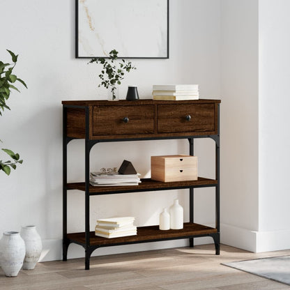 Table console chêne marron 72,5x25x75 cm bois d'ingénierie