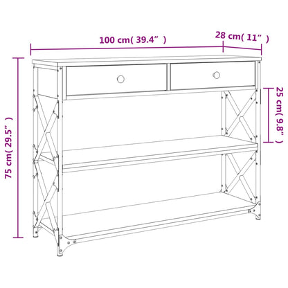 Table console chêne sonoma 100x28x75 cm bois d'ingénierie