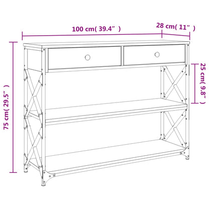 Table console chêne marron 100x28x75 cm bois d'ingénierie