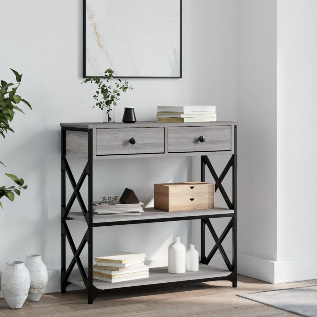 Table console sonoma gris 75x28x75 cm bois d'ingénierie