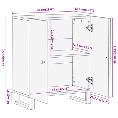 Armoire latérale marron et noir 60x33,5x75 cm bois de manguier