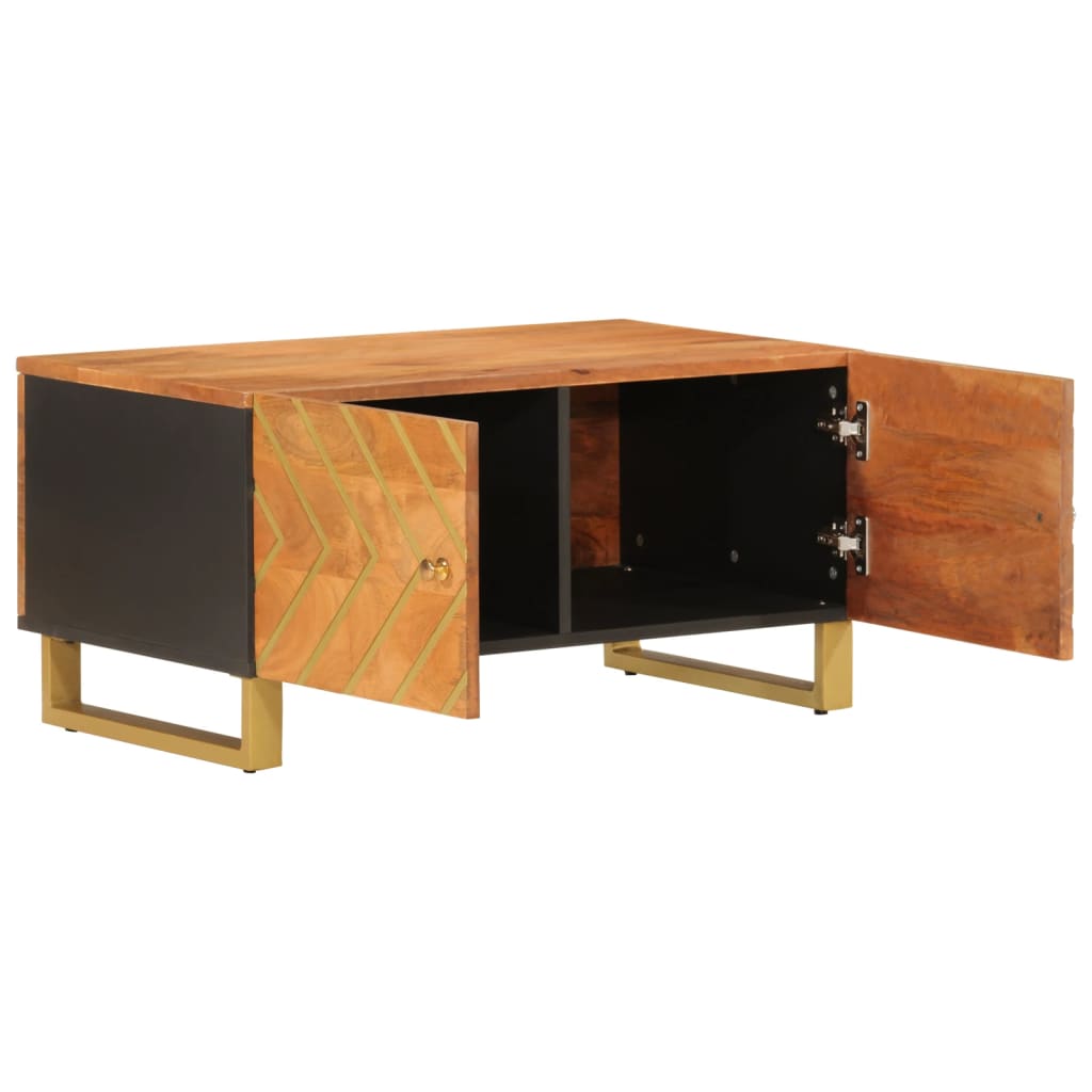 Table basse marron et noir 80x50x40 cm bois de massif manguier