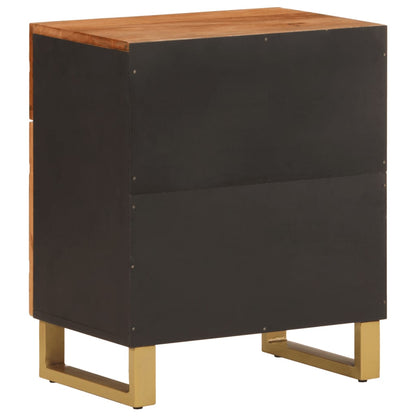 Table de chevet marron et noir 50x33x60 cm bois manguier solide