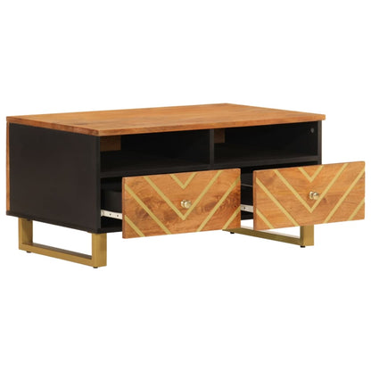 Table basse marron et noir 80x54x40 cm bois de massif manguier