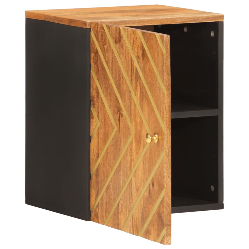 Armoire murale de bain marron et noir bois massif de manguier