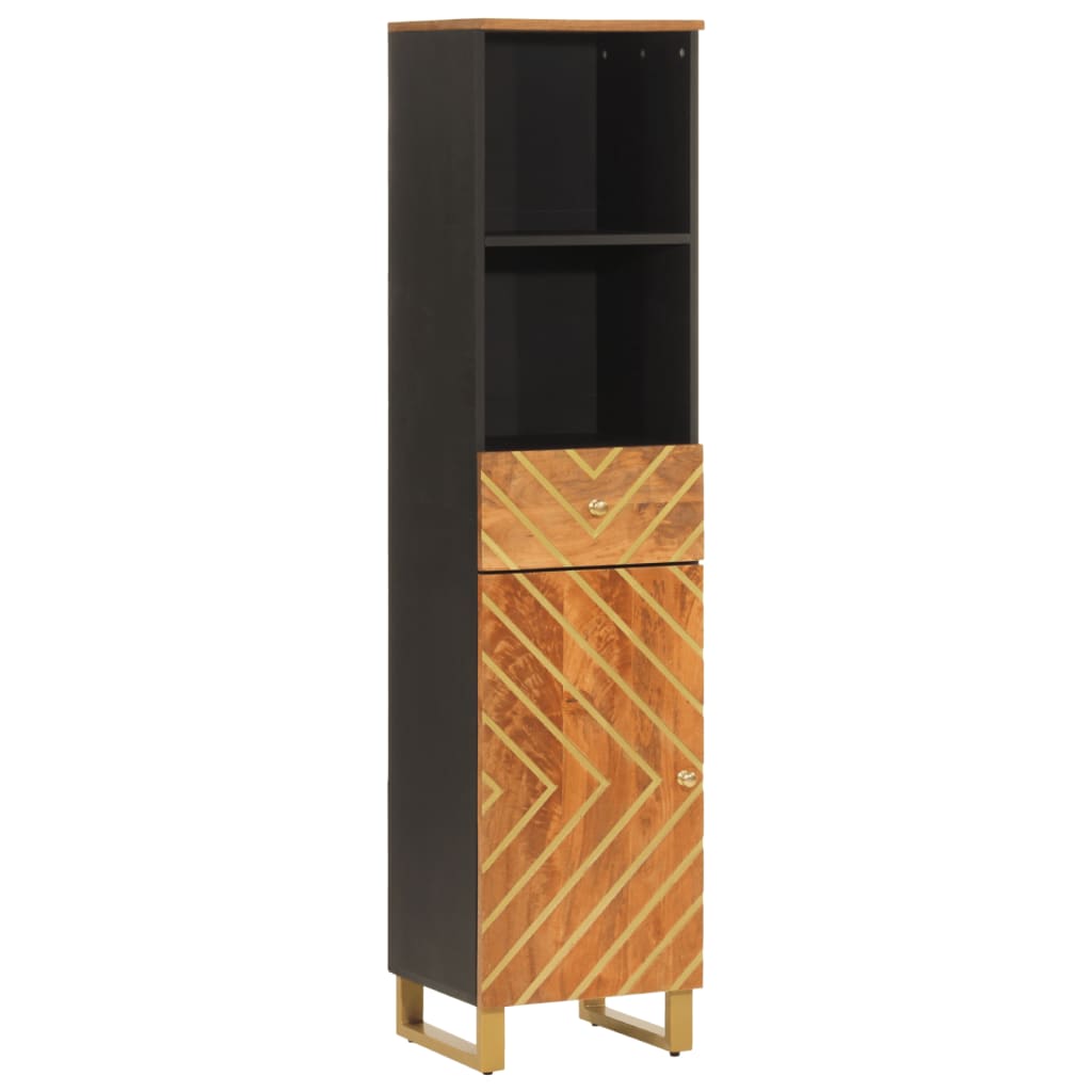 Armoire bain marron et noir 38x33,5x160 cm bois massif manguier