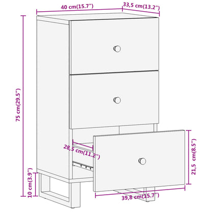 Armoire latérale marron et noir 40x33,5x75 cm bois de manguier