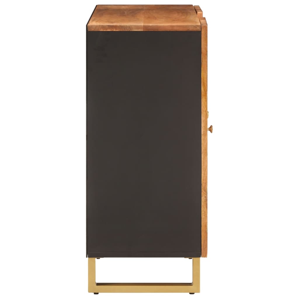 Armoire latérale marron et noir 90x33,5x75 cm bois de manguier