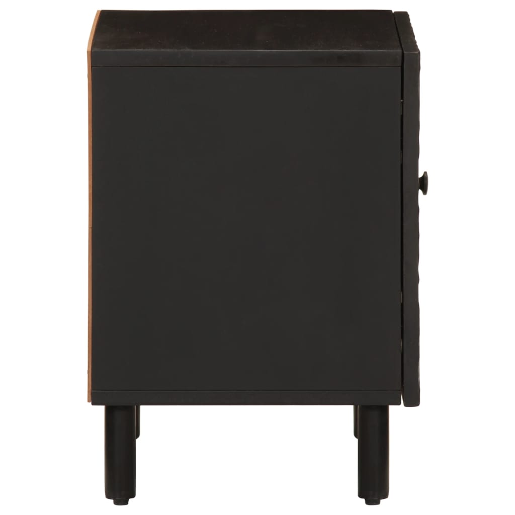 Table de chevet noir 40x33x46 cm bois de manguier solide